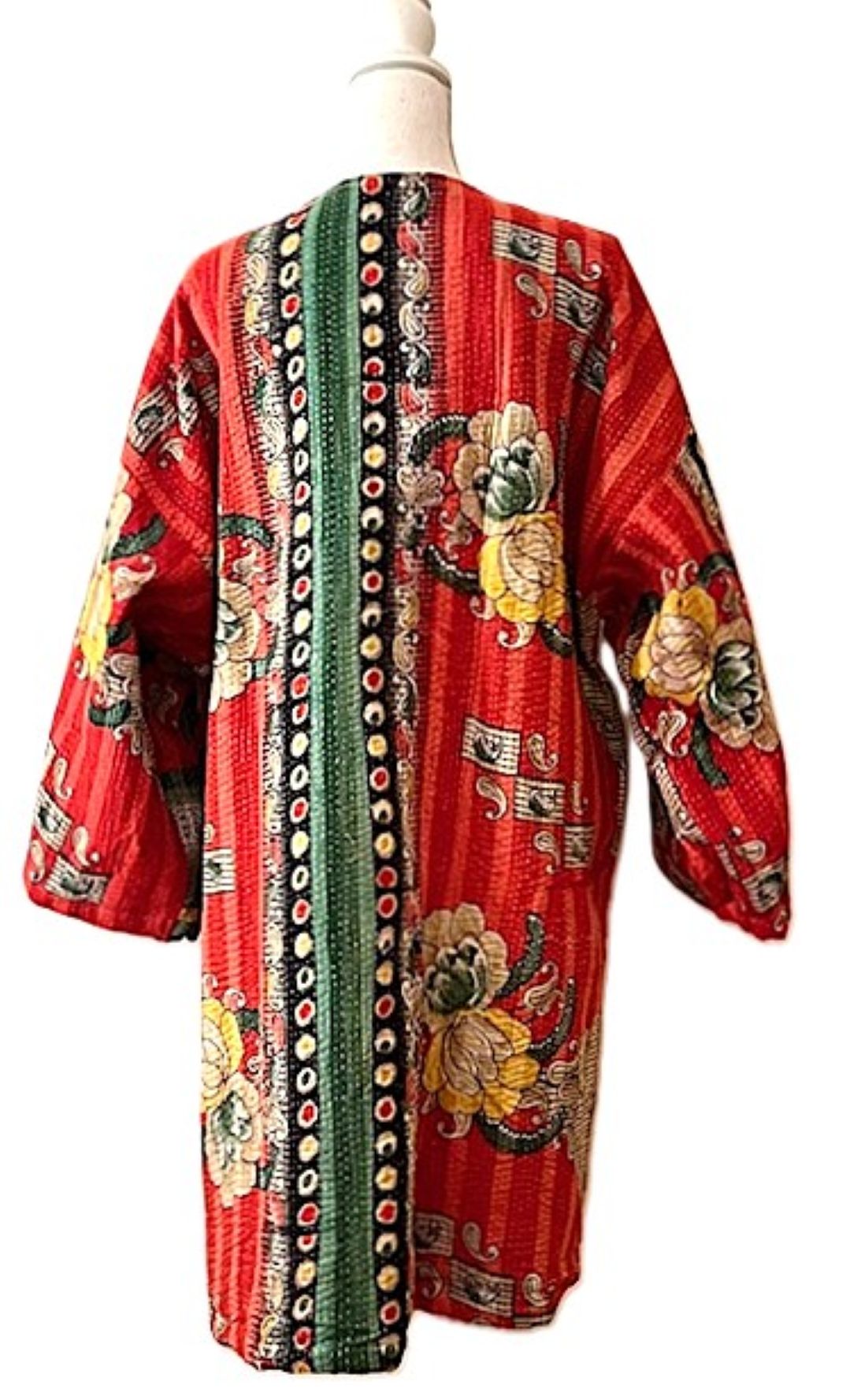 Specialty Collection: Patchwork Vintage Handmade Jacket Fully Reversible. (Red Beige)