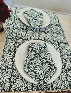 Gathered Garden Placemats in Pine Green - Set of 4