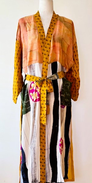 Whimsical Light Weight Silk Duster: Mixed Print