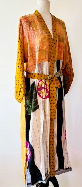 Whimsical Light Weight Silk Duster: Mixed Print