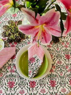 Hand Block Floral Printed Tableclooth and Napkins ( Sets of 6)