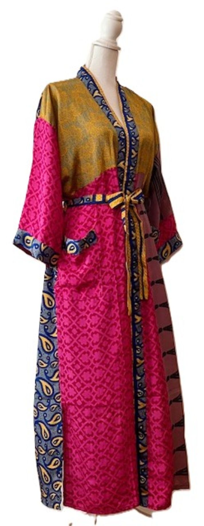 Long Silk Kimono Duster Is Beautiful and Bold in Fuschia.