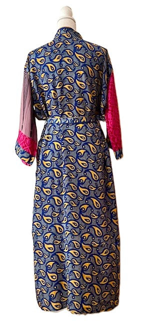 Long Silk Kimono Duster Is Beautiful and Bold in Fuschia.