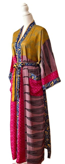 Long Silk Kimono Duster Is Beautiful and Bold in Fuschia.