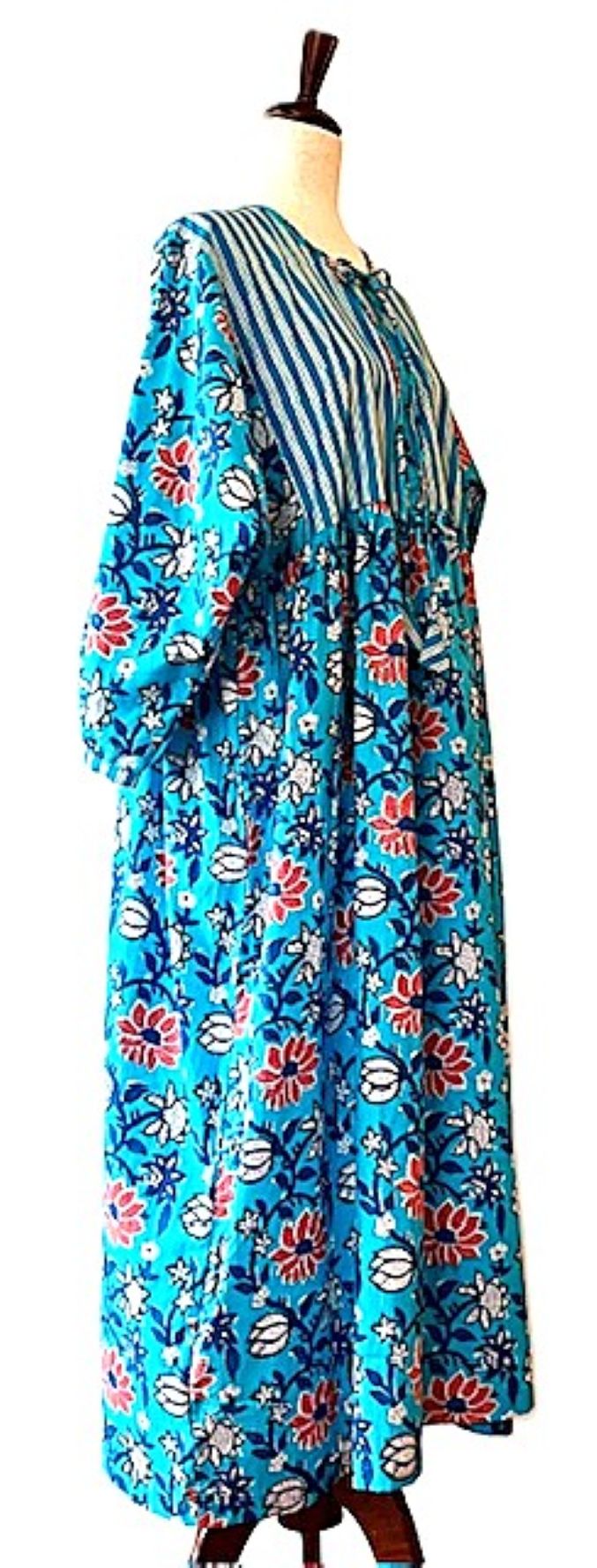 Dresses: Floral Cotton Handblock Midi In Royal Blue . A Beauty.