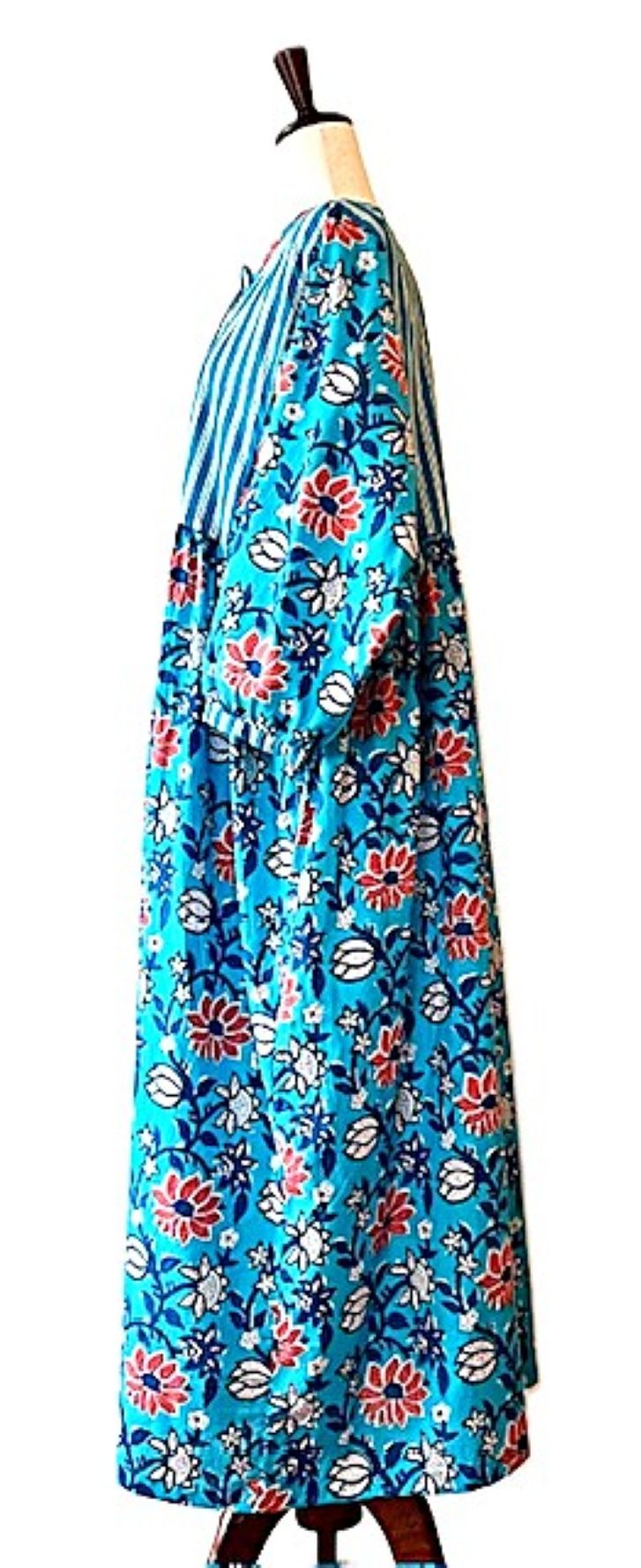 Dresses: Floral Cotton Handblock Midi In Royal Blue . A Beauty.