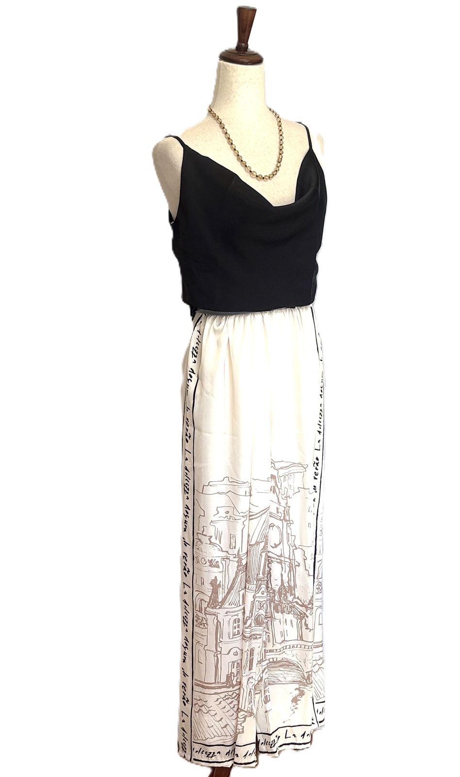 Pants, Paris City Print Is Smart and Sophisticated Trimmed With French Sayings (Ivory)