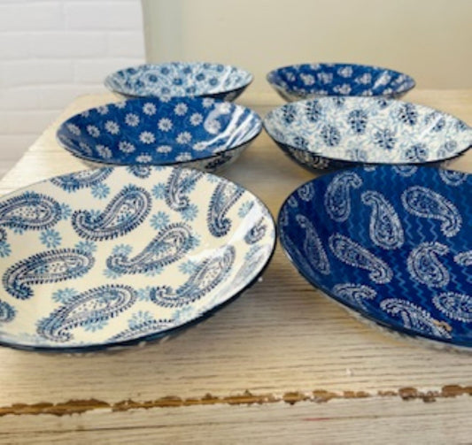 Carnival Blue Soup or Pasta Bowls. Sold In Sets of  6.  Assorted Blue