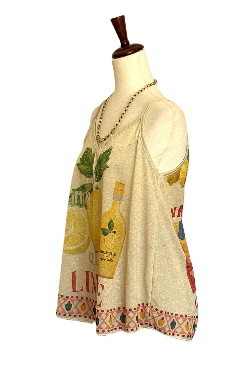 Tops,  Limone Mediterranean Print  Camisole. (Green)