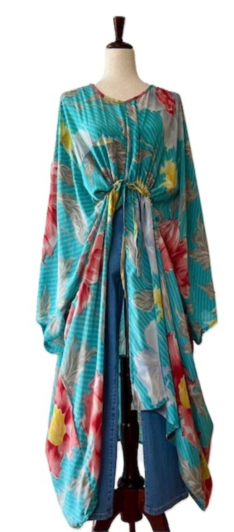 Kantha Bae Sacred Split Silk Tunic is Magical (Flowers)