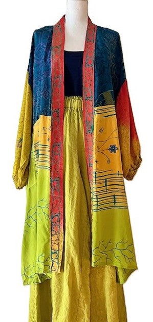 Kantha Bae New Crepe Silk Duster, Multi