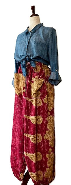 Kantha Bae Cool Kantha Cotton Joggers. Best Seller (Maroon)
