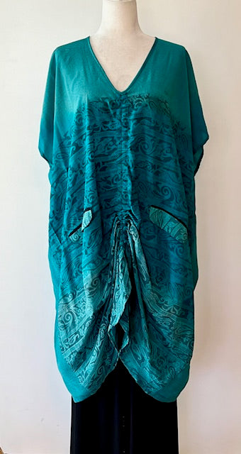 Kantha Bae Silk Butterfly Midi Muu, Teal