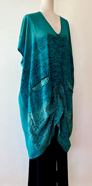 Kantha Bae Silk Butterfly Midi Muu, Teal