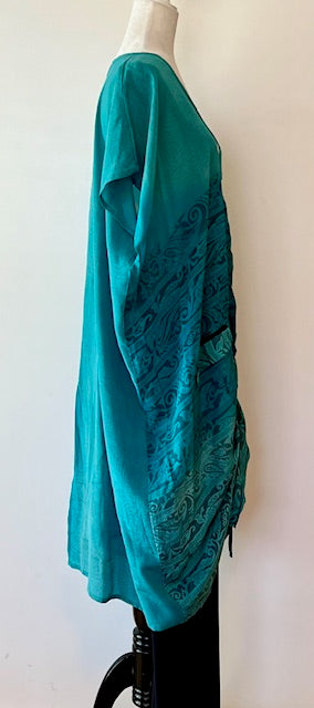 Kantha Bae Silk Butterfly Midi Muu, Teal