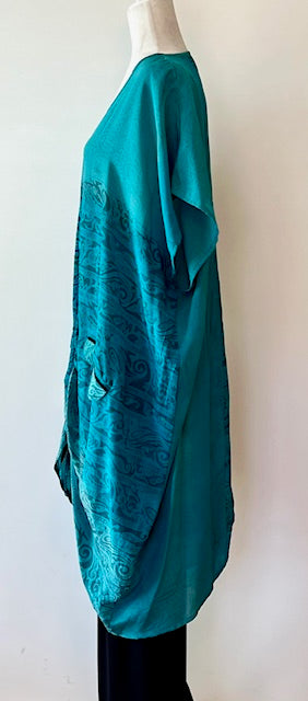 Kantha Bae Silk Butterfly Midi Muu, Teal