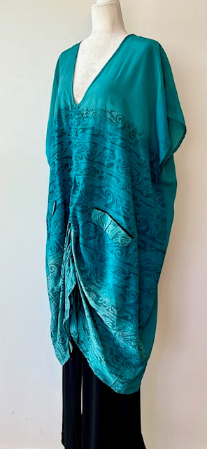 Kantha Bae Silk Butterfly Midi Muu, Teal