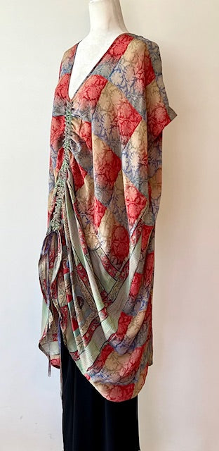 Kantha Bae Silk Butterfly Midi Muu, Red Blue