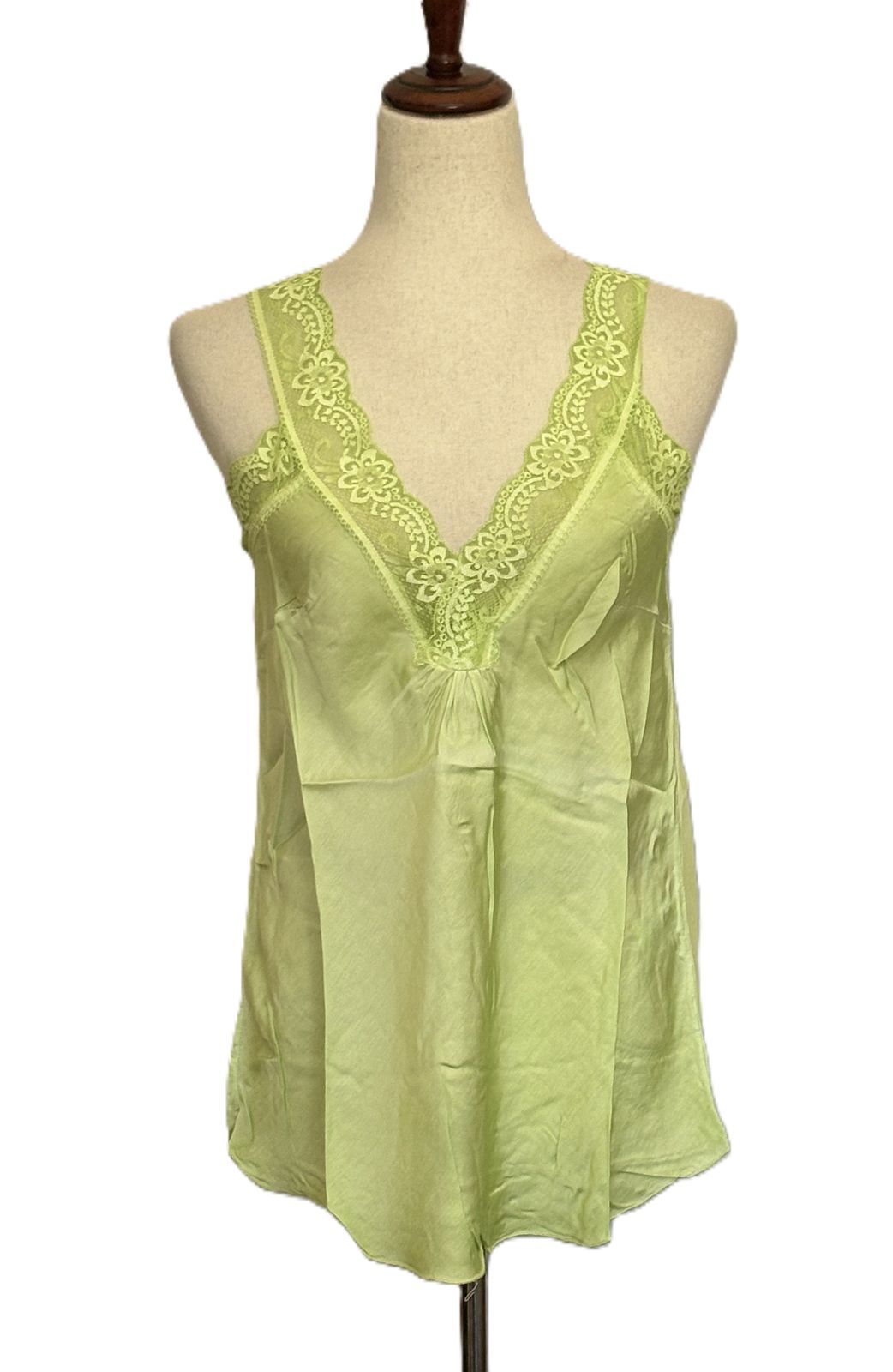 Top,  Lingerie Themed Silk Tank with V-Neck Lace. (6 colors)