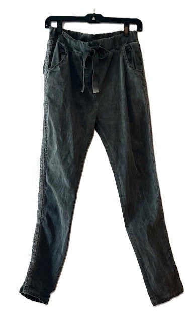 New Everyday Pants with Side Metallic Trim, Taupe or Charcoal