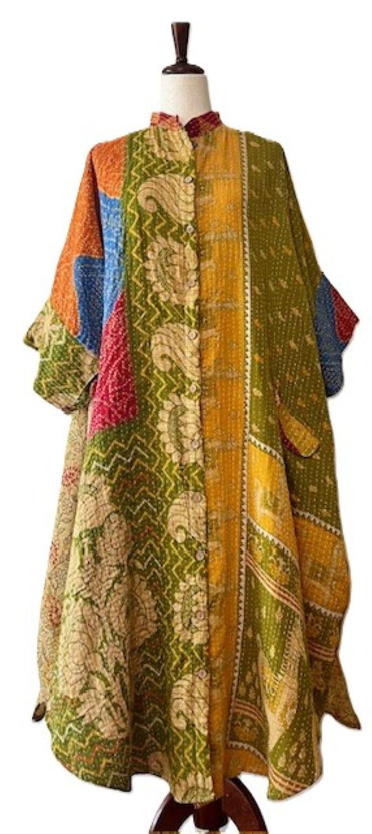 Kantha Bae Free To Be Maxi Tunic Extends The Pleasure. (Olive)
