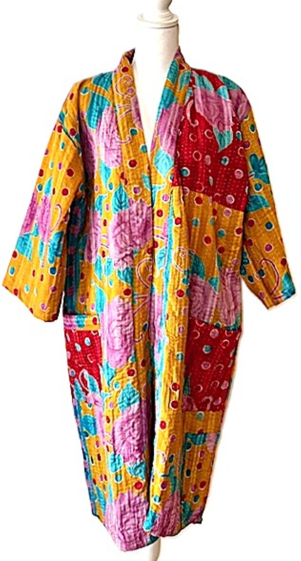 Jacket, Handmade Vintage Kantha Quilted (Colorful)