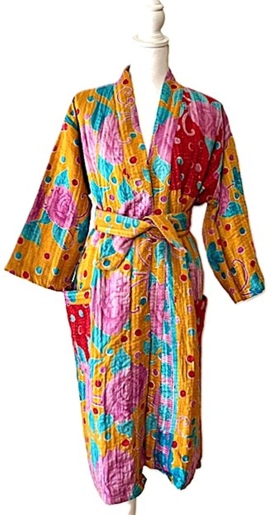 Jacket, Handmade Vintage Kantha Quilted (Colorful)