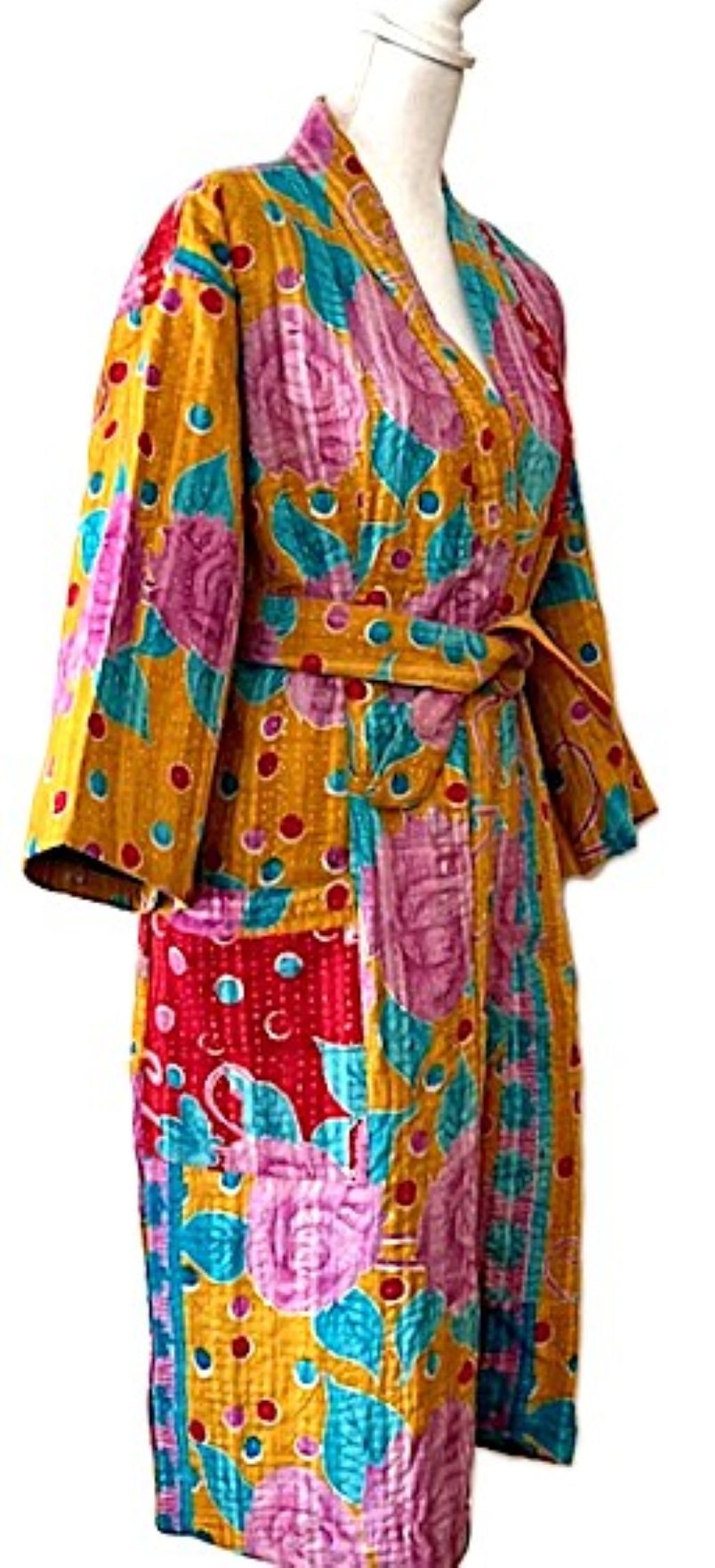 Jacket, Handmade Vintage Kantha Quilted (Colorful)