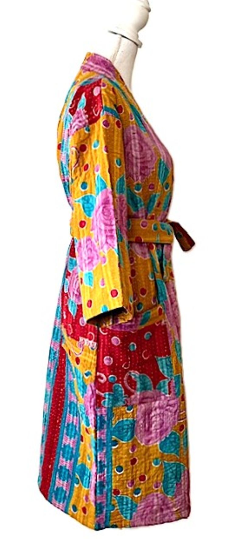 Jacket, Handmade Vintage Kantha Quilted (Colorful)