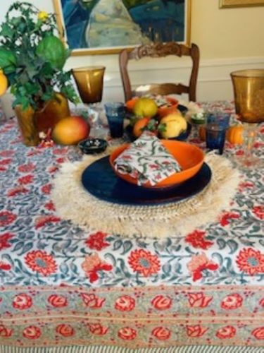 Block Printed Homestead Tablecloth Creates An Inviting Environment For All Occasions