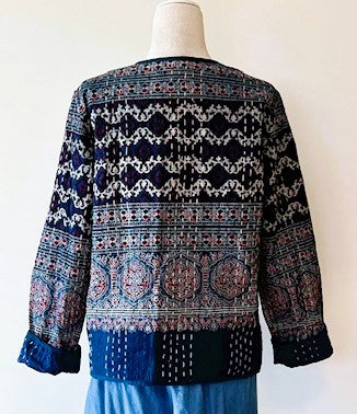 Specialty Collection: Fully Reversable Hand Embroidered Boho Jacket. (Blue)