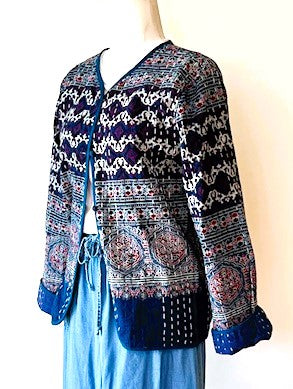 Specialty Collection: Fully Reversable Hand Embroidered Boho Jacket. (Blue)