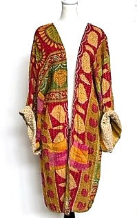 Stunning Handmade Vintage Collector's Kimono (Olive/Claret)