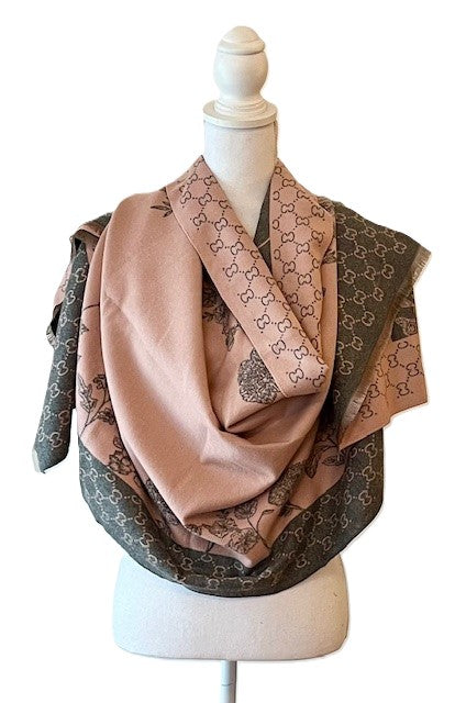 Artisan Shawl Reversible Wrap, Roses