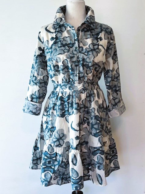 Collared Floral Short Shirt Waist Dress With Tiered Flounce Is Adorable