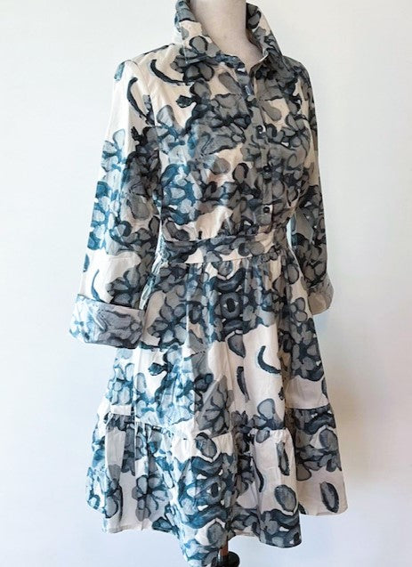 Collared Floral Short Shirt Waist Dress With Tiered Flounce Is Adorable