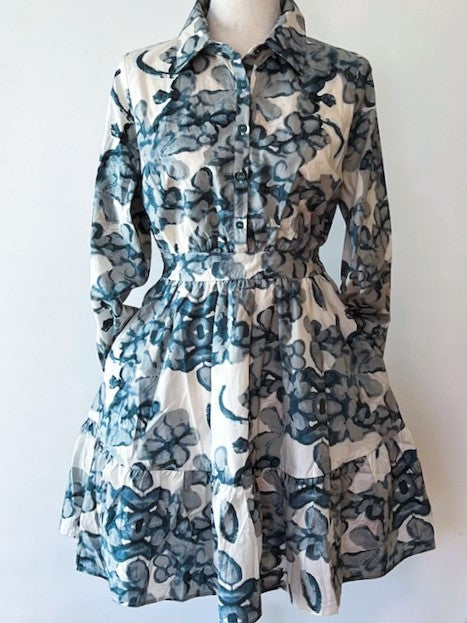 Collared Floral Short Shirt Waist Dress With Tiered Flounce Is Adorable