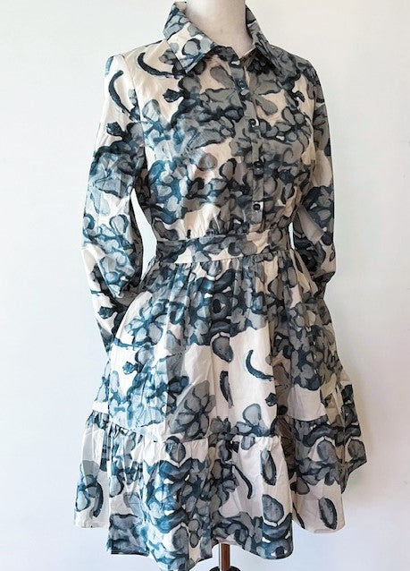 Collared Floral Short Shirt Waist Dress With Tiered Flounce Is Adorable