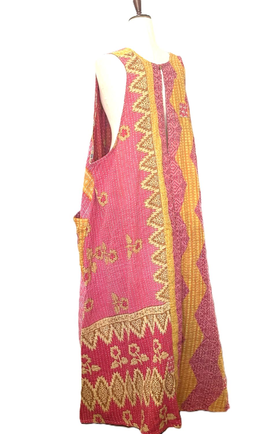 Kantha Bae Favorite: Harmony Mixed Print Maxi Cotton Dress or Jumper (Pink)