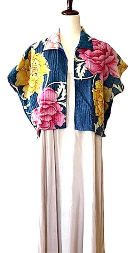 Jacket- Fully Reversible Crop Top Jacket Offers Limitless Options For Styling. (Floral)