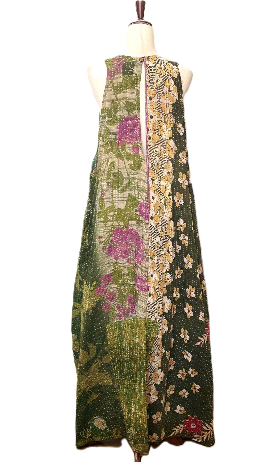 Kantha Bae Favorite: Harmony Mixed Print Maxi Cotton Dress or Jumper (Pink Green)