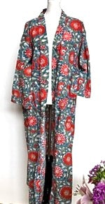 Best Seller: Rich Mixed Print Kimono Dusters (Red Grey)