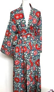 Best Seller: Rich Mixed Print Kimono Dusters (Red Grey)