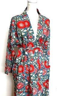 Best Seller: Rich Mixed Print Kimono Dusters (Red Grey)