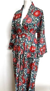 Best Seller: Rich Mixed Print Kimono Dusters (Red Grey)