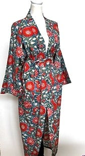 Best Seller: Rich Mixed Print Kimono Dusters (Red Grey)