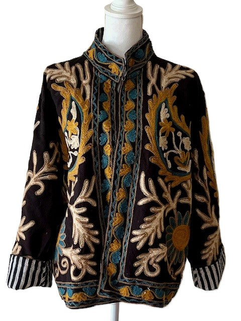 Wearable Art In This Hand Embroidered Jacket.  (Vintage Black)