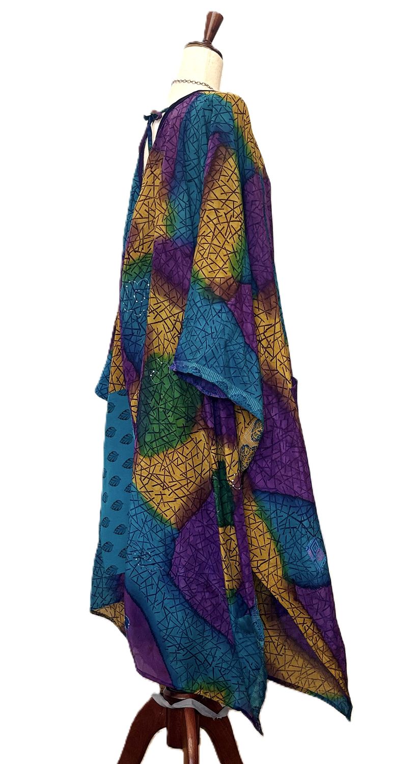 Kantha Bae New Orchid Silk Kimono With Tie . Great Layer. (Multi Colored)
