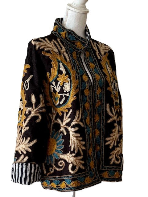 Wearable Art In This Hand Embroidered Jacket.  (Vintage Black)