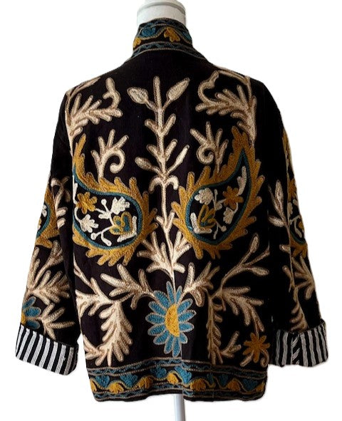 Wearable Art In This Hand Embroidered Jacket.  (Vintage Black)